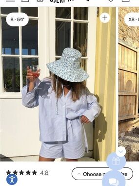 Djerf Avenue Blue and White Striped Top & Shorts Set
